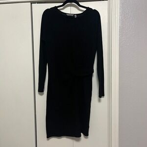 Athleta Black Knit Long Sleeve Twist Front Sheath Dress‎ Women's Size M